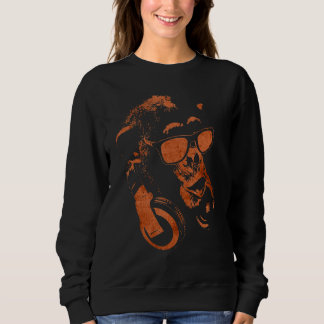 Monkey Chimp With Sunglasses And Headphones Sweatshirt