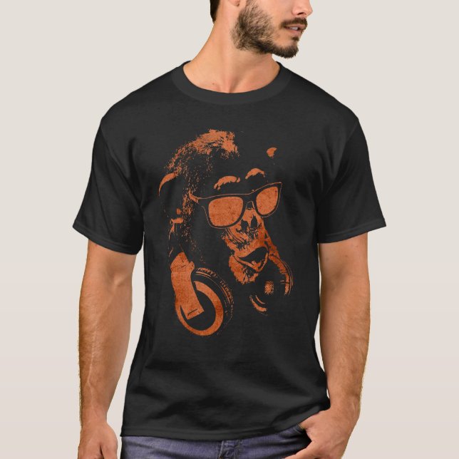 Monkey Chimp With Sunglasses And Headphones T-Shirt (Front)