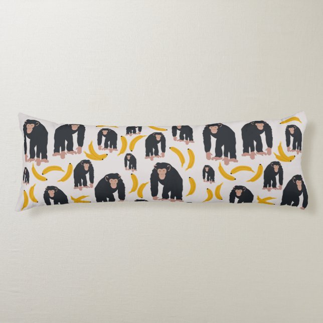 Monkey Chimpanzee & Banana Pattern Body Cushion (Front)