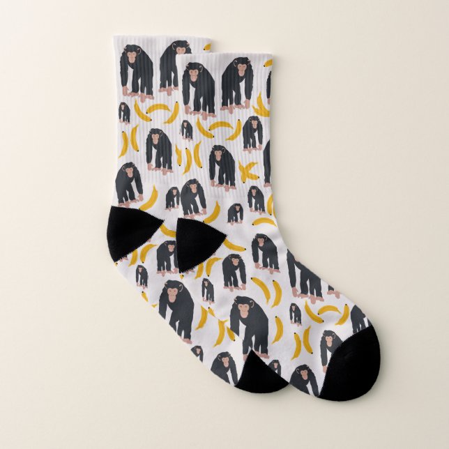 Monkey Chimpanzee & Banana Pattern Socks (Pair)