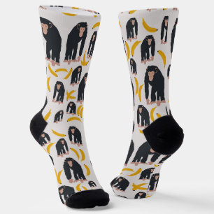 Monkey Chimpanzee & Banana Pattern Socks