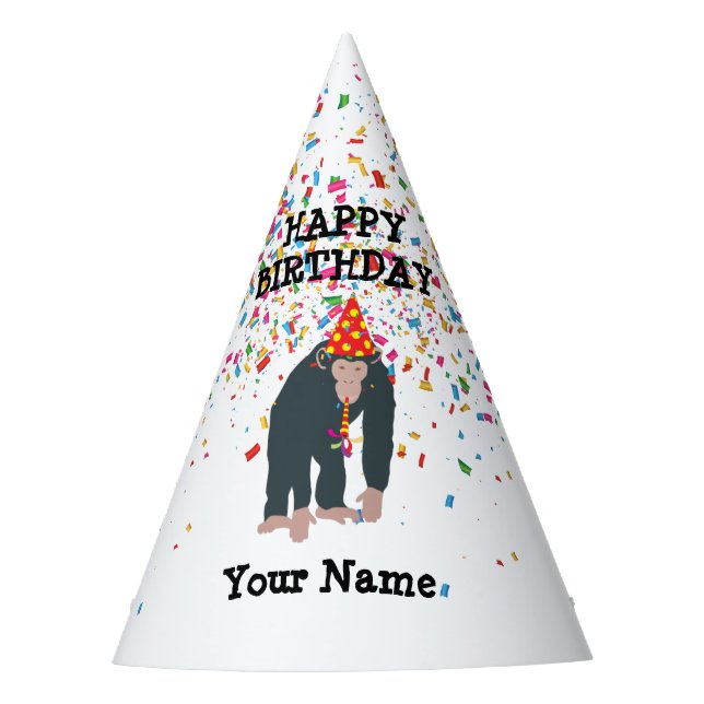Monkey Chimpanzee Partying Animals Birthday Party  Hat (Front)