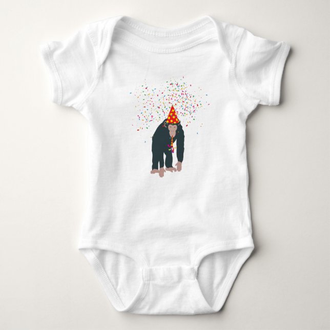 Monkey Chimpanzee Partying Animals Having a Party  Baby Bodysuit (Front)
