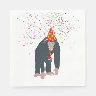 Monkey Chimpanzee Partying Animals Having a Party  Napkin