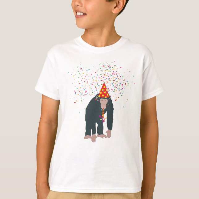 Monkey Chimpanzee Partying Animals Having a Party T-Shirt (Front)
