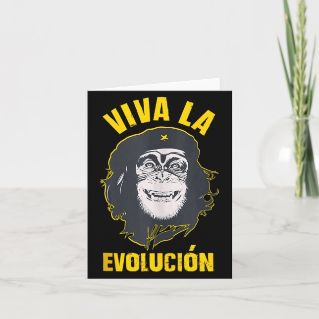 Monkey Chimpanzee Viva La Evolution Revolution Fun Card (Front)