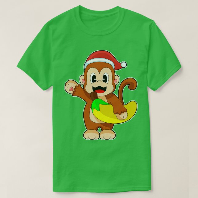 Monkey Christmas Banana T-Shirt (Design Front)
