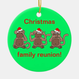 monkey Christmas Ceramic Tree Decoration