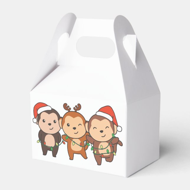 Monkey Christmas Christmas Animals Cute Monkeys Fa Favour Box (Front Side)