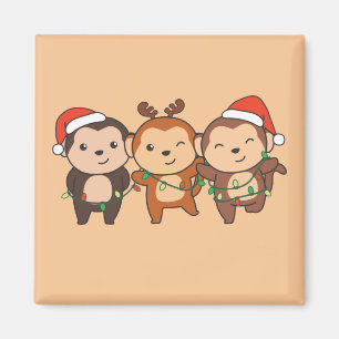 Monkey Christmas Christmas Animals Cute Monkeys Ma Magnet