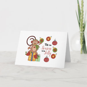 Monkey Christmas Folded Greeting Card