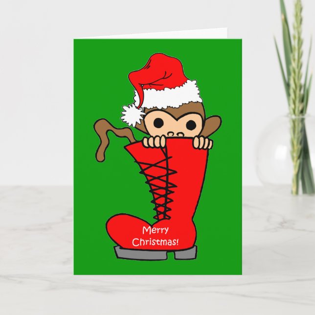 monkey Christmas Holiday Card (Front)