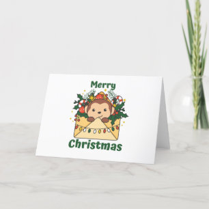 Monkey Christmas Letter Winter Animals Monkeys Holiday Card