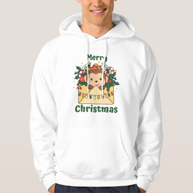 Monkey Christmas Letter Winter Animals Monkeys Hoodie (Front)