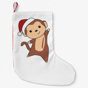 Monkey Christmas Snow Winter Animals Monkeys Adult Small Christmas Stocking