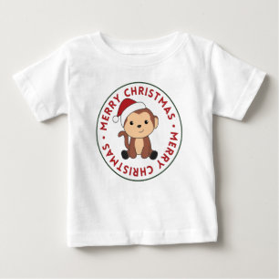 Monkey Christmas Snow Winter Animals Monkeys Baby T-Shirt