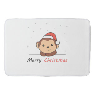 Monkey Christmas Snow Winter Animals Monkeys Bath Mat