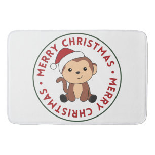 Monkey Christmas Snow Winter Animals Monkeys Bath  Mat