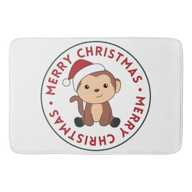 Monkey Christmas Snow Winter Animals Monkeys Bath  Mat (Front)