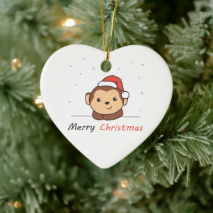 Monkey Christmas Snow Winter Animals Monkeys Ceramic Tree Decoration