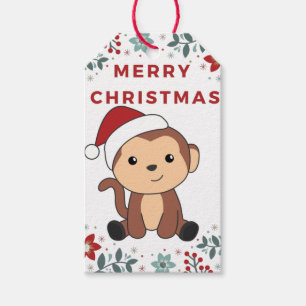 Monkey Christmas Snow Winter Animals Monkeys Gift Gift Tags