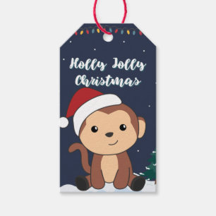 Monkey Christmas Snow Winter Animals Monkeys Gift  Tags