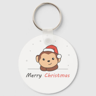 Monkey Christmas Snow Winter Animals Monkeys Key Ring