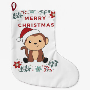 Monkey Christmas Snow Winter Animals Monkeys Large Christmas Stocking