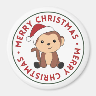 Monkey Christmas Snow Winter Animals Monkeys Magne Magnet