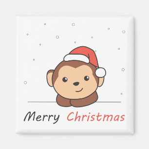 Monkey Christmas Snow Winter Animals Monkeys Magnet
