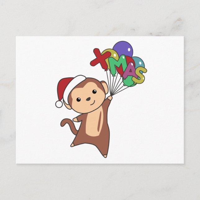 Monkey Christmas Snow Winter Animals Monkeys Postcard (Front)