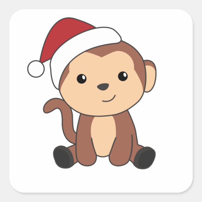 Monkey Christmas Snow Winter Animals Monkeys Square Sticker (Front)