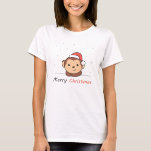 Monkey Christmas Snow Winter Animals Monkeys T-Shirt