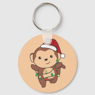 Monkey Christmas Winter Animals Monkeys Keychain