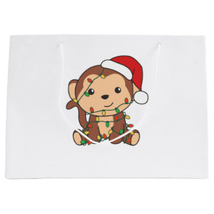Monkey Christmas Winter Animals Monkeys Large Gift Bag