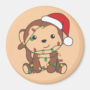 Monkey Christmas Winter Animals Monkeys Magnet