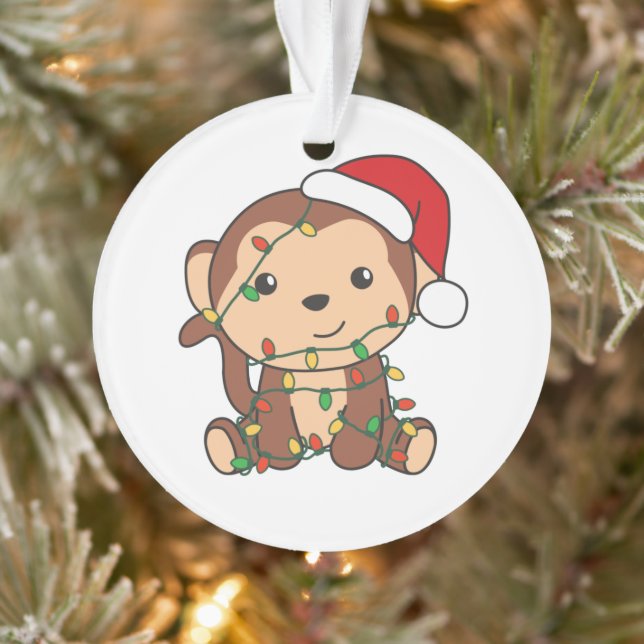 Monkey Christmas Winter Animals Monkeys Ornament (Tree)