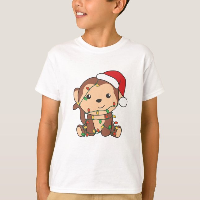 Monkey Christmas Winter Animals Monkeys T-Shirt (Front)