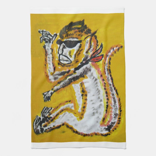 Monkey Circus Art Tea Towel (Vertical)