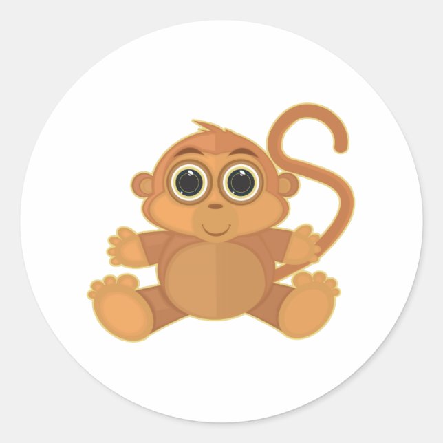 Monkey  classic round sticker (Front)