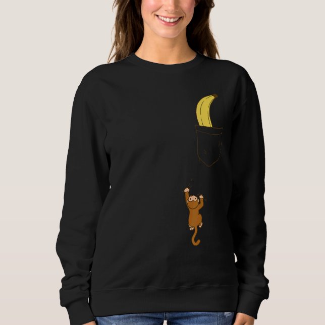 Monkey Climbs A  To Get Bananas Cute Fruit Sweatshirt (Front)
