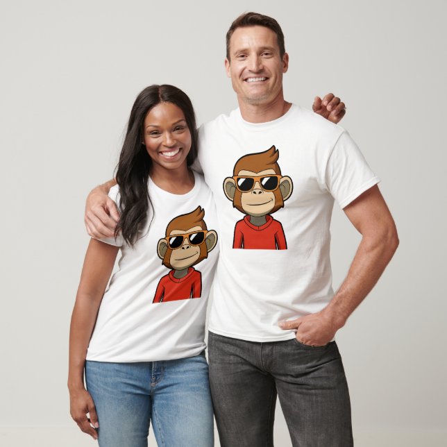 Monkey Cool with Sunglasses, Trendy Cartoon Monkey T-Shirt (Unisex)