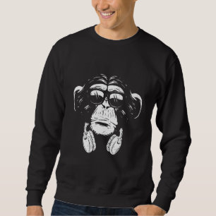 Monkey Cooler Monkey Dj Headphones  Idea Party Mus Sweatshirt