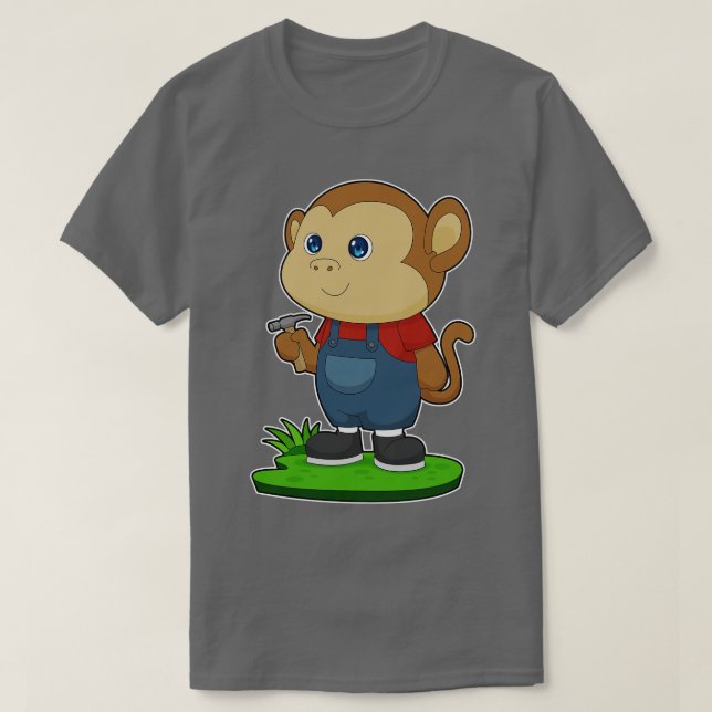 Monkey Craftsman Hammer T-Shirt (Design Front)