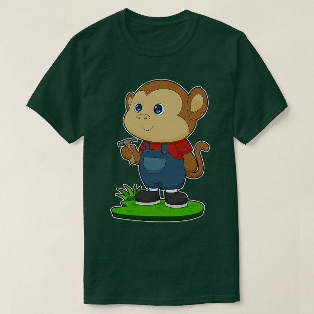 Monkey Craftsman Hammer T-Shirt (Design Front)