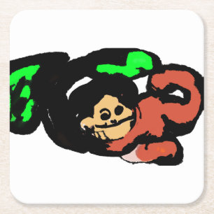 Monkey cute square paper coaster
