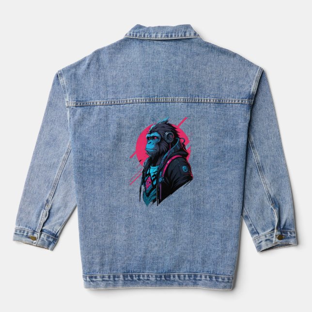 Monkey cyberpunk denim jacket (Back)