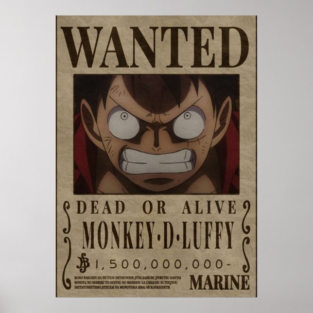 Monkey D Luffy One Piece Bounty Wanted Poster (Front)