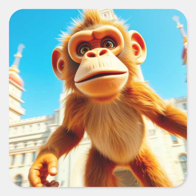 Monkey Design Square Sticker (Front)