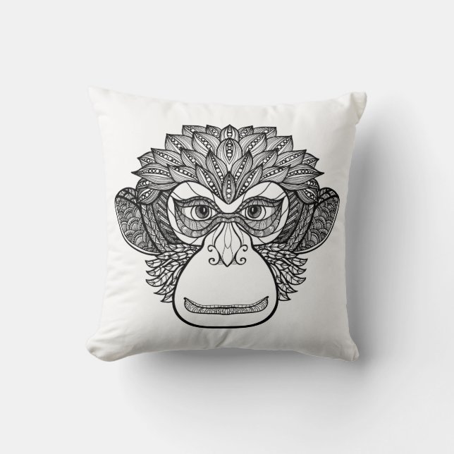 Monkey Doodle Face Cushion (Front)